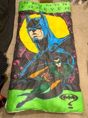 Vintage 1995 DC Comics Batman Forever Sleeping Bag 30” X 57” EUC Rare